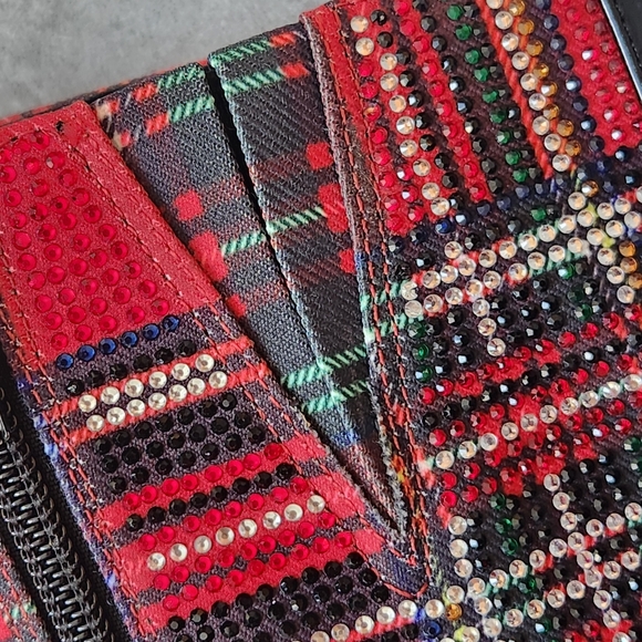 Alex Marie dress boots 7 red plaid OzaraTwo knee high kitten pointy new $190 - Picture 8 of 17